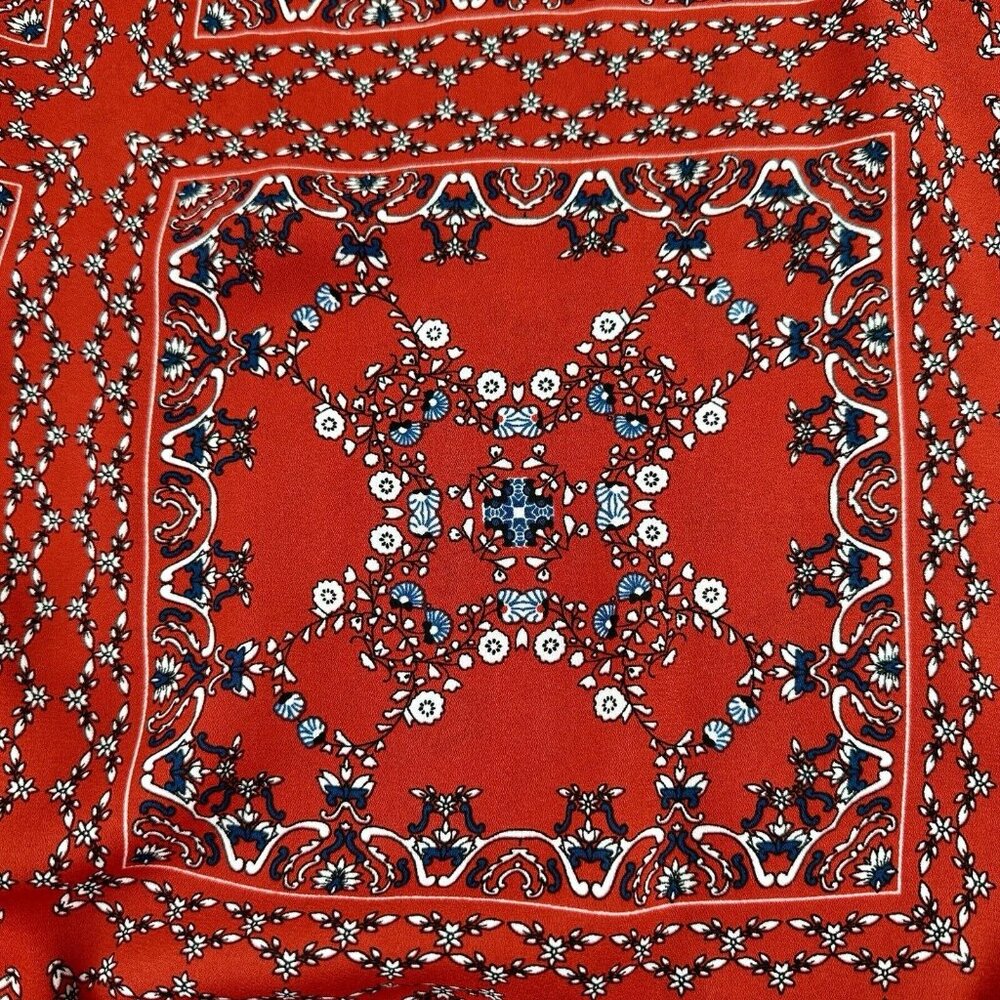 ALTAR’D STATE Mackenzie Bandana Print Blouse‎ Women’s Sz M Red Tie Belle Sleeve - Picture 9 of 12